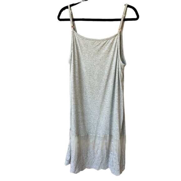Gray Sleeveless Lace‎ Trim Tank Slip Dress 2XL By Oddi With Adjustable Straps - Picture 2 of 6